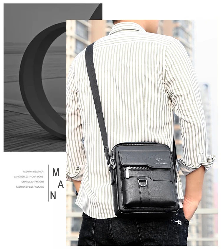Kangaroo Luxury Brand Men Sling Bag Leather Side Shoulder Bag For Men Husband Gift Business Messenger Crossbody Bag Male Handbag