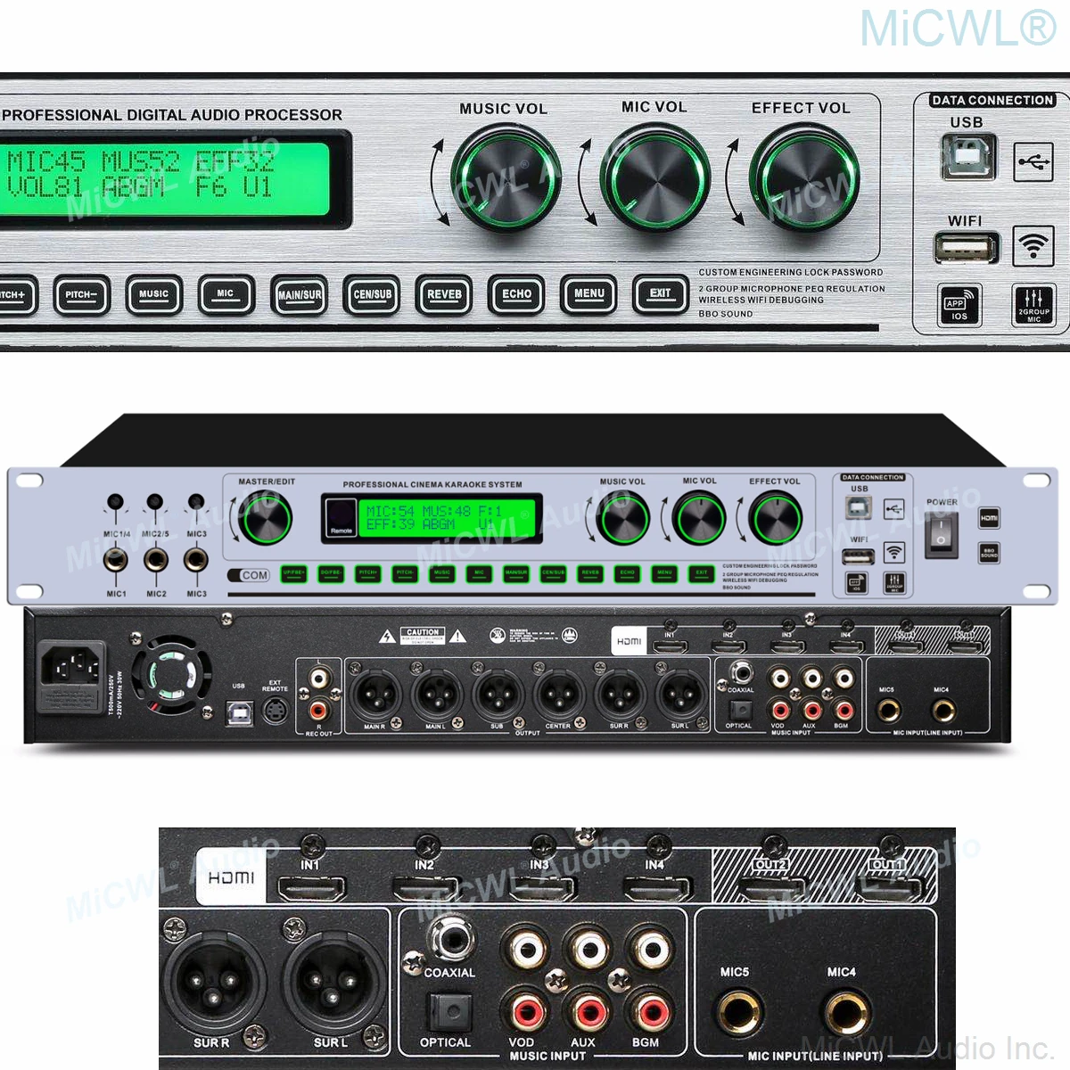 MiCWL KX6+ Digital DTS Decoder Front Stage Effector Signal Processor HDMI WiFi USB With PC iPhone Software 5.1 Channel Decoding