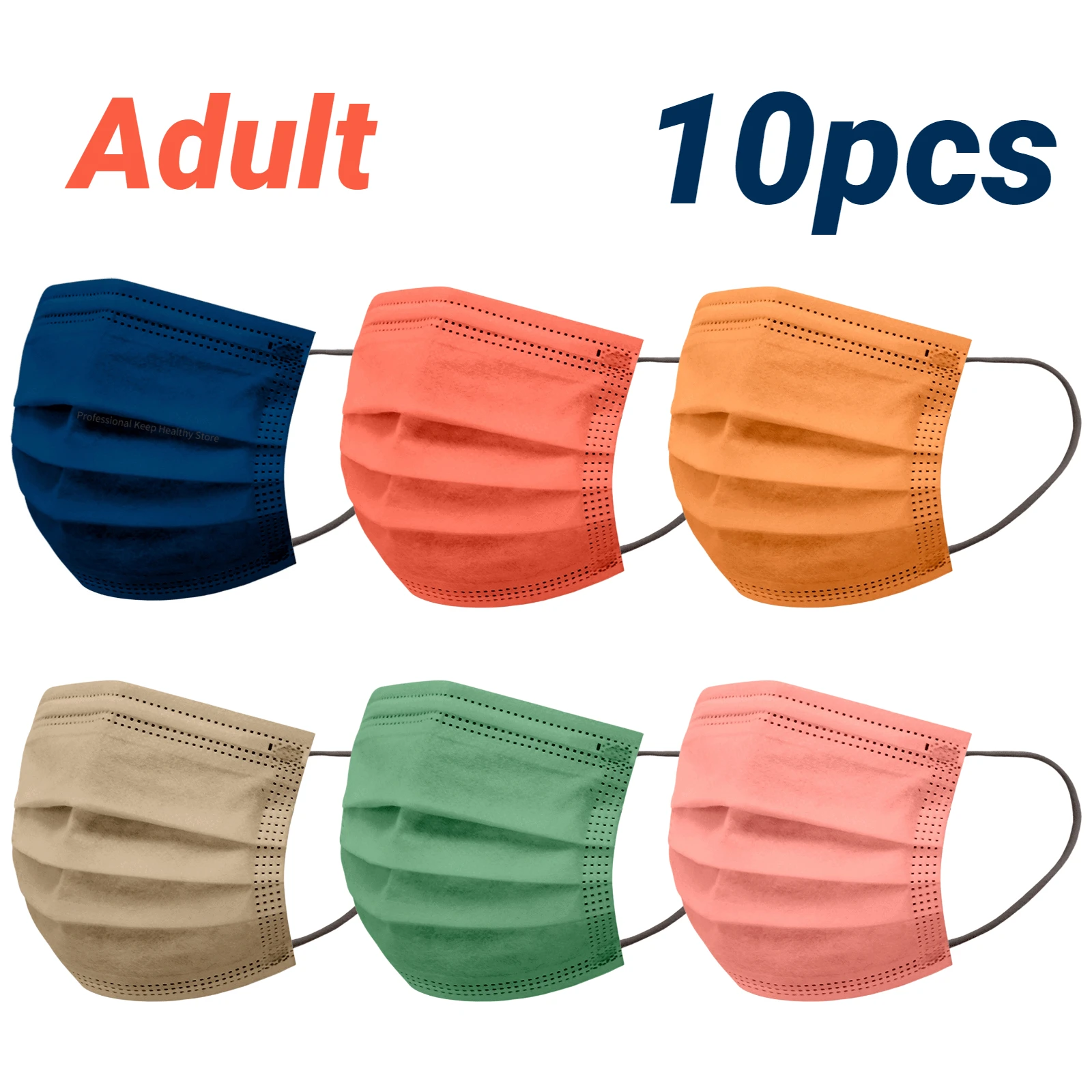 10PCS Adult Solid Color Mouth Masks Printing 3 Layer Melt Blown Cloth Face Mask Disposable Mouth Mask Earloop Face Masks