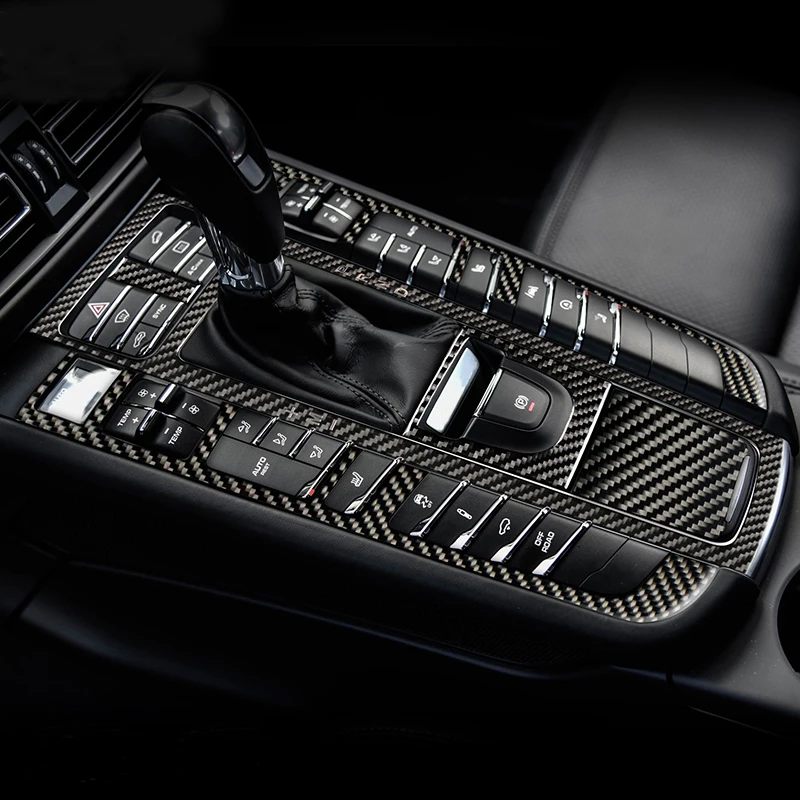ألياف الكربون ل بورش ماكان سيارة التصميم الداخلية وحدة التحكم والعتاد التحول غطاء لوحة زخرفة قطاع ملصق اكسسوارات