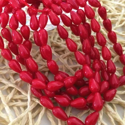 Fashion 3 colors natural red coral waterdrop 5x9mm teardrop loose beads jewelry making spacers accessories finding 15 inch B655