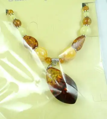 wholesale Natural Precious Modernist TEARDROP GOLDEN HONEY PRESSED AMBERS Water drop NECKLACE Jewelry making necklace