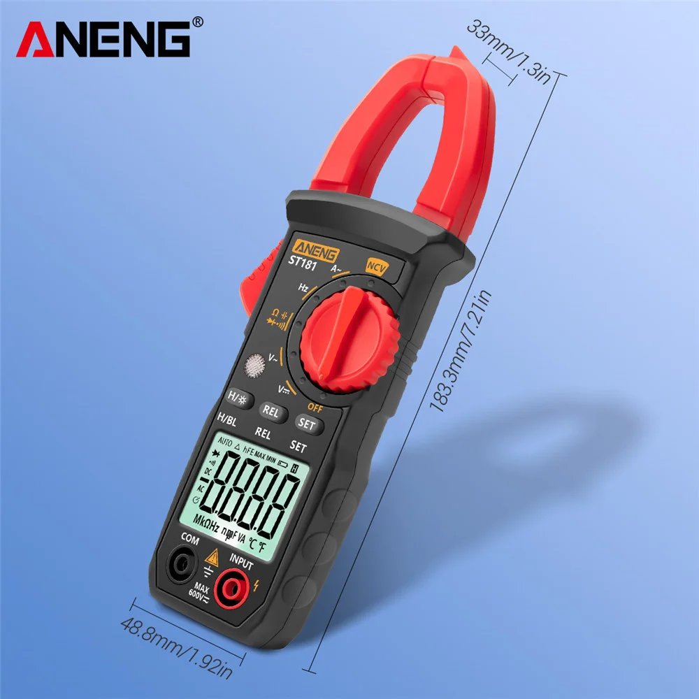 ST180 ST181 182 183 Professional Digital Clamp Meter DC/AC Current Multimeter Pliers Ammeter Voltage Tester Car Voltmeter