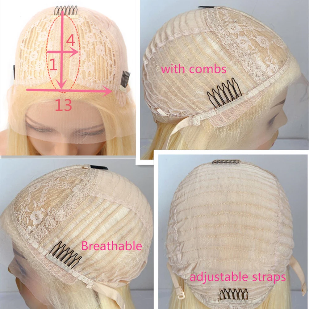 Ash Blonde Highlights Human Hair Wig For Women 8-14\