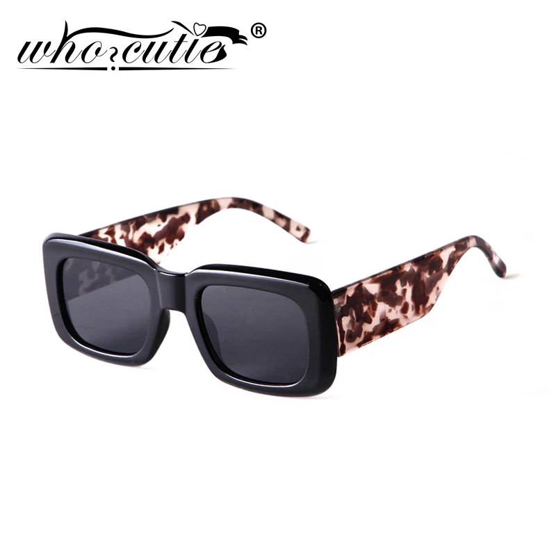 WHO CUTIE Thick Square Women Sunglasses 2020 Brand Design Rectangle Leopard Frame Sun Glasses Female Shades Tortoise Shell S383