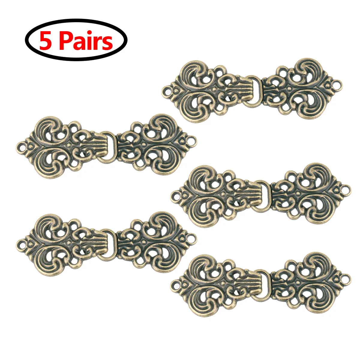 5 Pairs Fashion Decorative Buttons Swirl Flower Cape Or Cloak Clasp Fasteners Sew On Hooks And Eyes Cardigan Clip