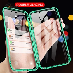 360 Magnetic Adsorption Metal Case For iPhone 11 12 13 14 Pro  Double-Sided Glass Case For iPhone 8 7 6s Plus SE Magnet Cover