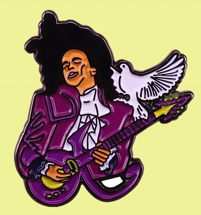 Prince Rogers Nelson the Artist Purple Rain Love Symbol spilla smaltata Dirty Mind vertision Pop R & B rock Singer spilla