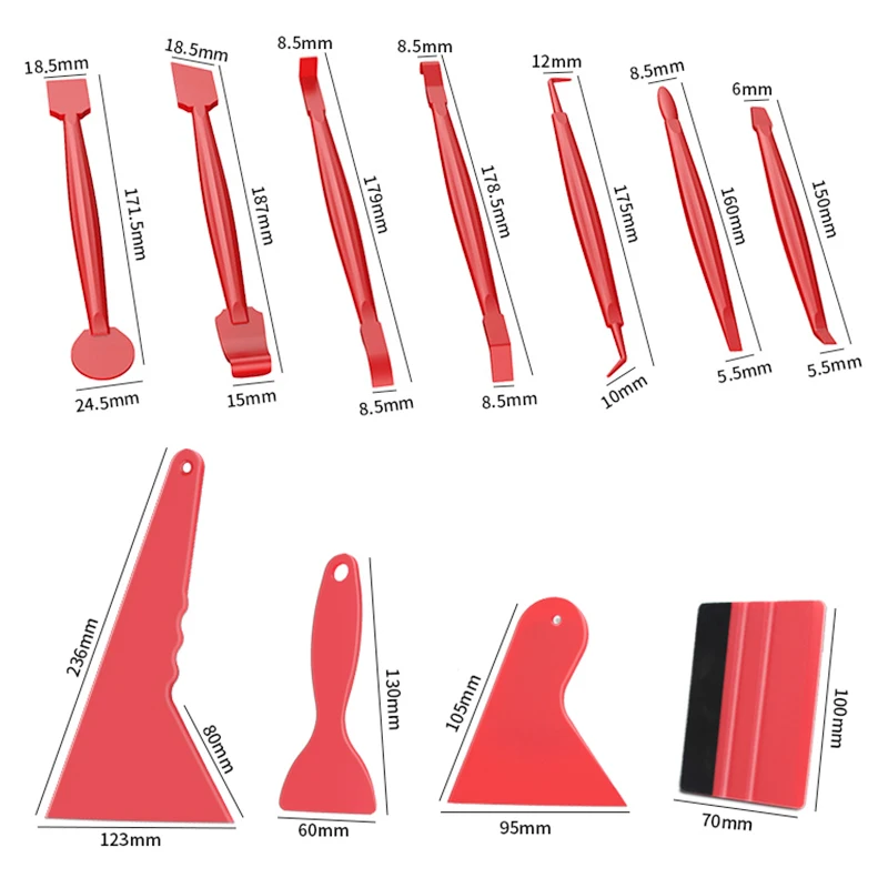 7/13pcs Car Vinyl Film Wrapping Tools Car Sticker Film Scraper Kit Auto Felt Squeegee Scraper Set Knife Decal Plaste Accessories