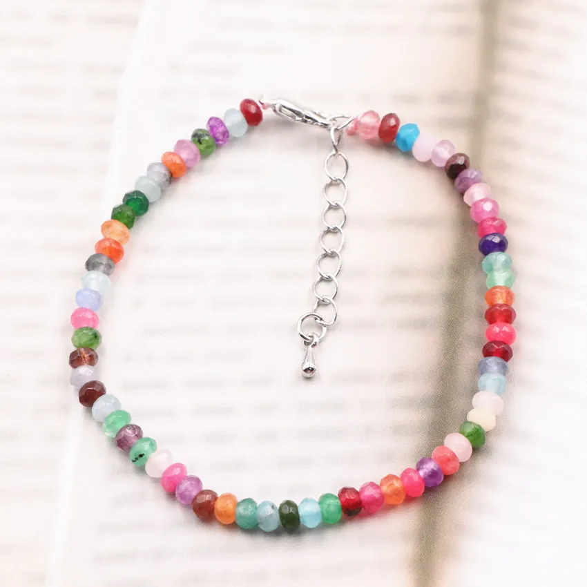 Multicolor Natural Stone Necklace Bracelet for Women Crystal Beads Choker Chain Party Wedding Exquisite Jades Jewelry Gift B107 image 3