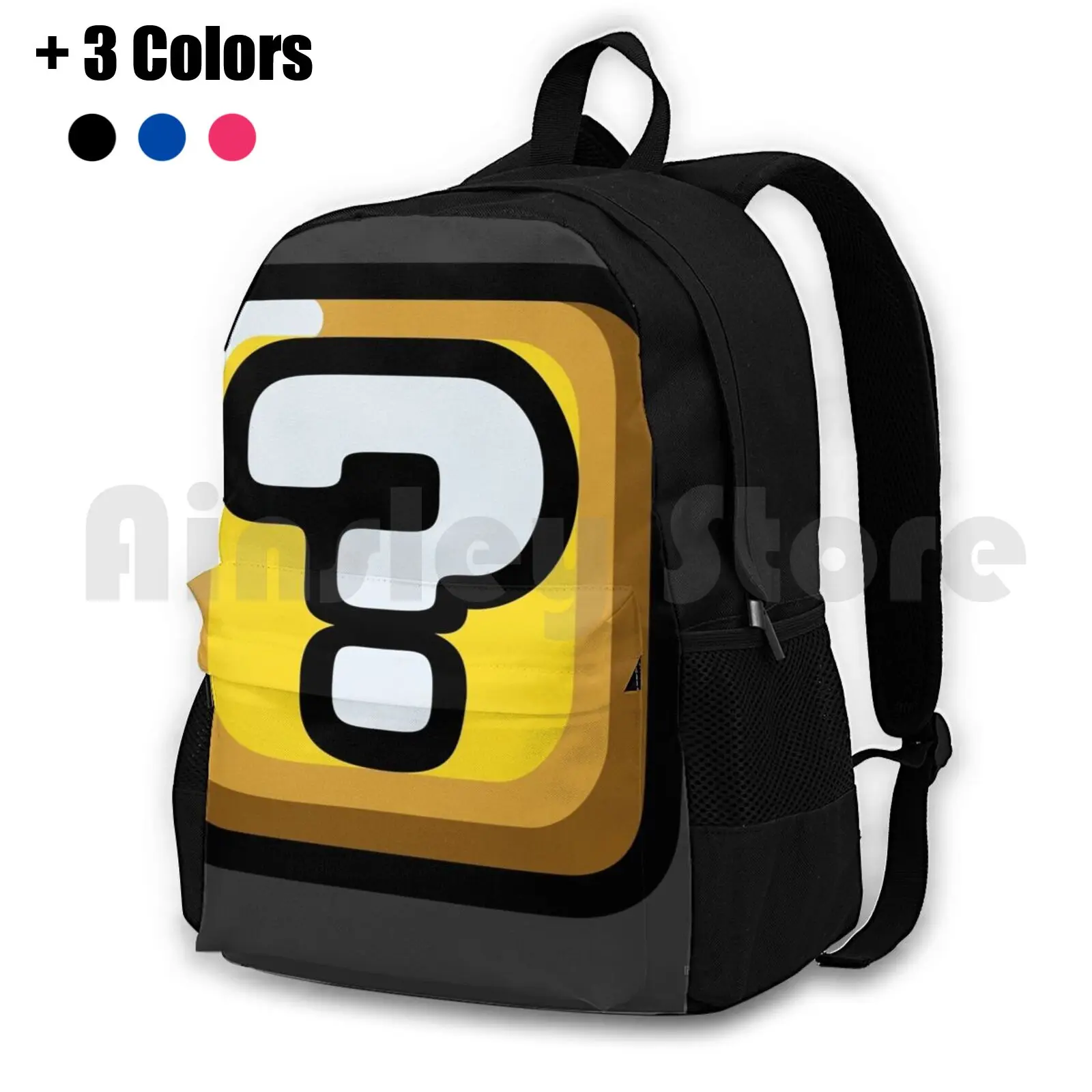 Question Block Outdoor Hiking Backpack Waterproof Camping Travel Question Block Mystery Box Video Games Retro Super Bros Snes