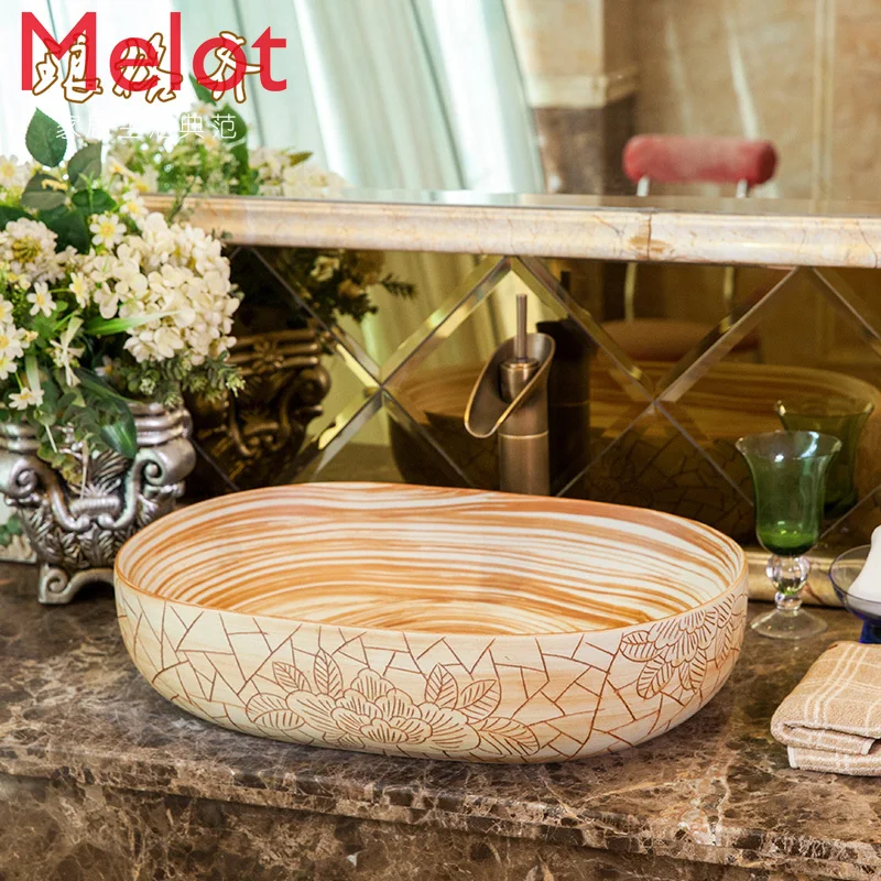 

Wash Basin Ceramic Art Basin European Style Wash Basin Retro Table Basin round Wash Basin Basin Toilet Basin