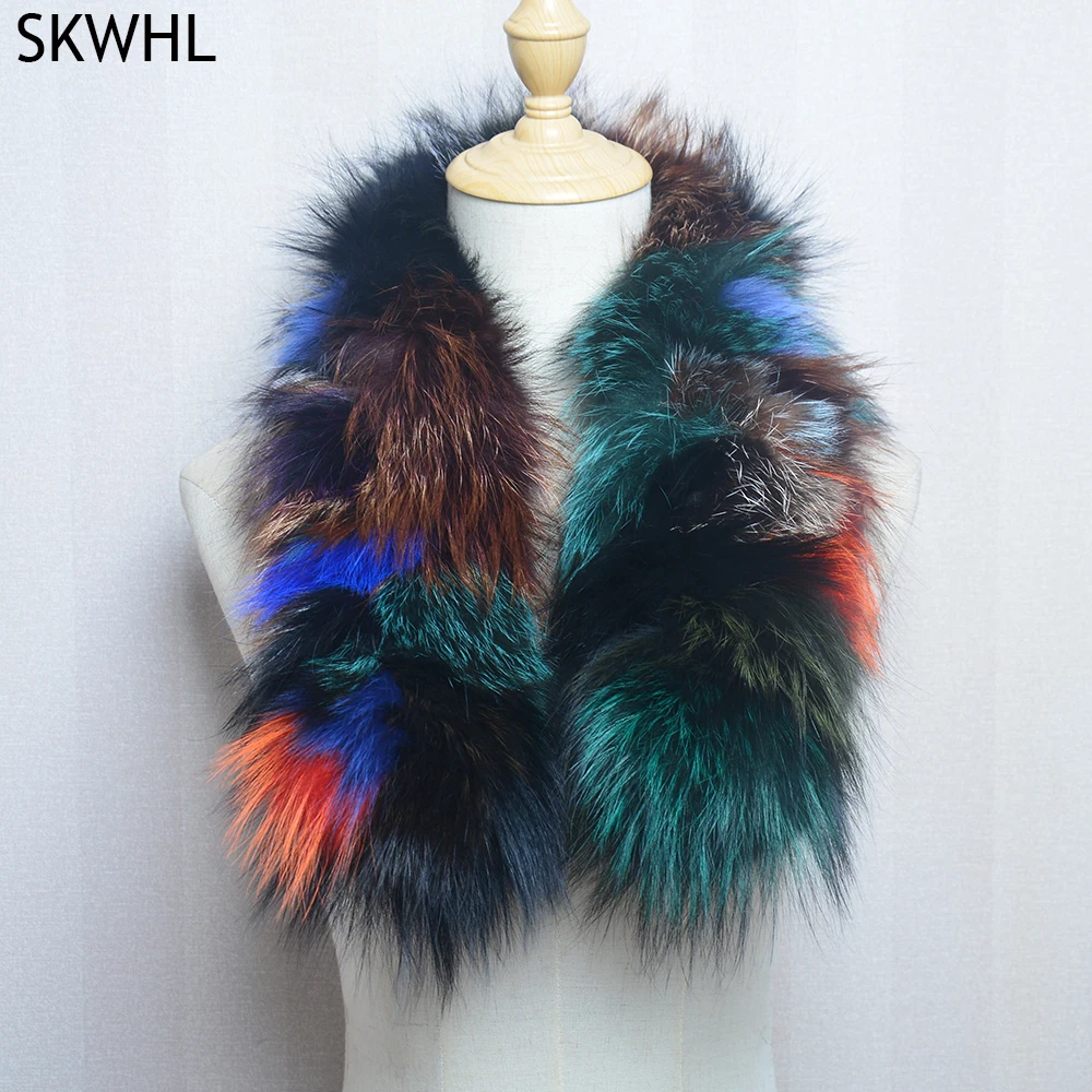 Luxury Women Winter Real Fur Scarf 100% Natural Fox Fur Fashion Warm Soft Neckerchief Wholesale Pompom Fur Scarves Headbands