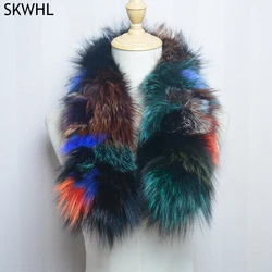 Luxury Women Winter Real Fur Scarf 100% Natural Fox Fur Fashion Warm Soft Neckerchief Wholesale Pompom Fur Scarves Headbands