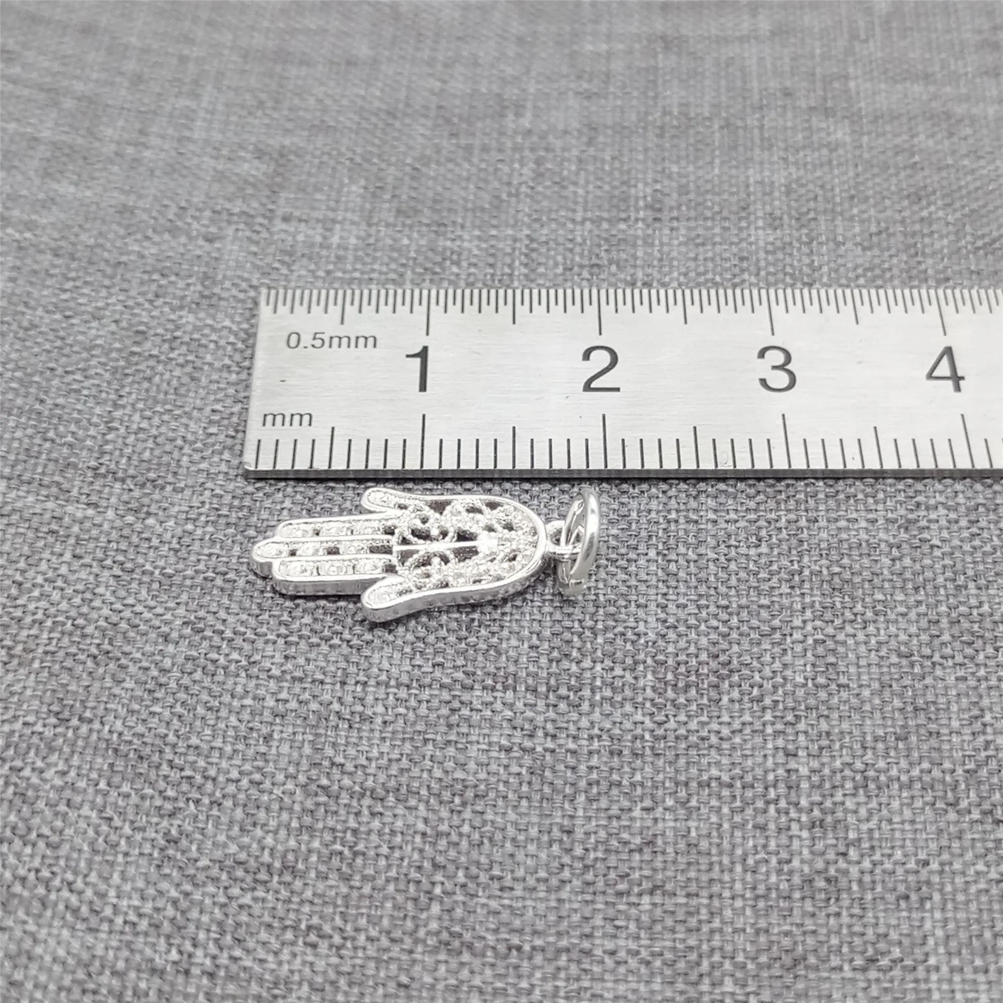 2 Pieces of 925 Sterling Silver Filigree Hamsa Hand Charms for Bracelet Necklace