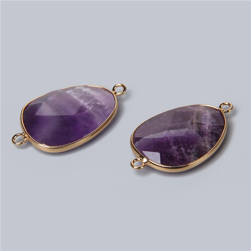2PCS Natural Stone Slice Charm Pendants for DIY Jewellery Making