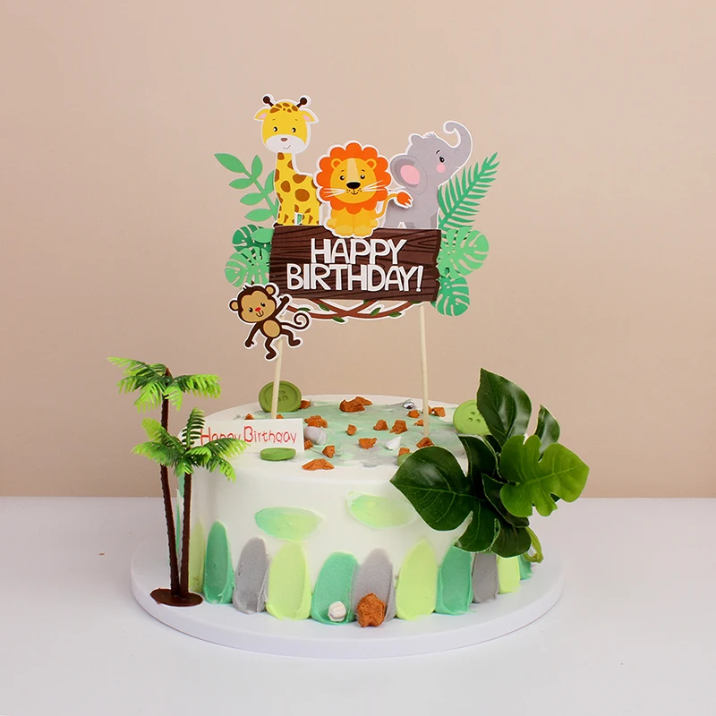 Décoration de gâteau animaux Jungle 1 pièce Décorations de fête d