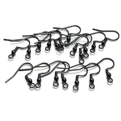 30PCS Surgical Stainless Steel Earring Hooks Black Plated Earrings Clasps For DIY Jewelry Earrings Making Supplies Accessories