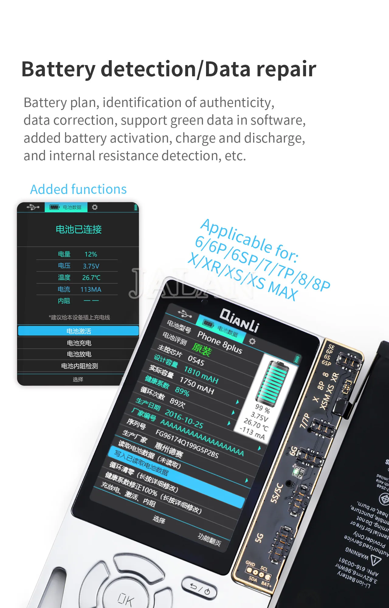 QIANLI APOLLO Programer For IP 6 to 13 pro max Battery Read and Write Data Line Detection LCD Screen True Sound Restoration