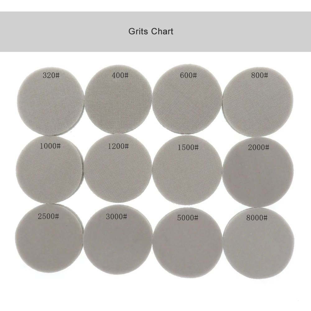 2" 50 mm Nass- und Trockenschwamm-Schleifpapier, 10 Stück, sortierte Puffer-Schleifpapier mit Körnung 320–8000, Schleifwerkzeuge zum Polieren von Metall – Detail 3