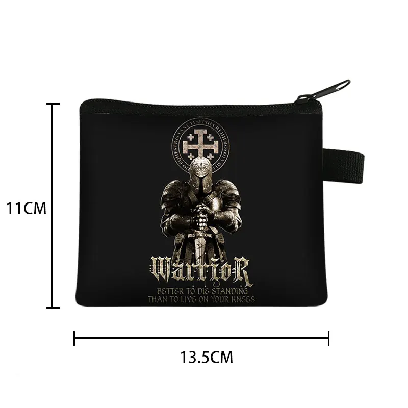 Crusader Knights Templar Print Wallet Men Small Money bags Portable Handbag Credit Card Holder Bags Distressed Cross Purse Gift