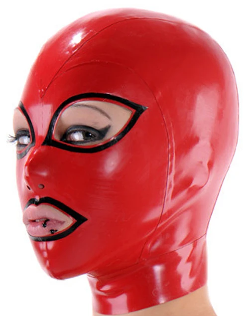 

Latex Rubber Red headgear cosplay party handmade custom holiday fashion comfortable xs-xxl 0.45mm