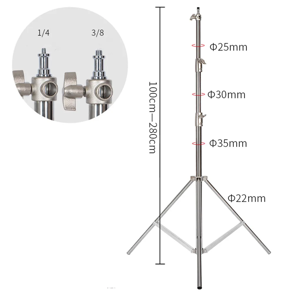 Super Stable Stainless Steel Big Tripod 2.8M Foldable Light Stand Tripod Photography For Fill Spot Light Softbox Photo Studio