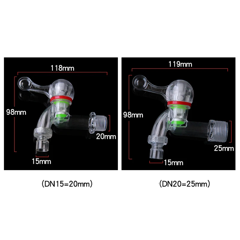 Di Plastica trasparente PC Acqua di Rubinetto Singolo foro di Acqua Fredda Lavatrice Rubinetto