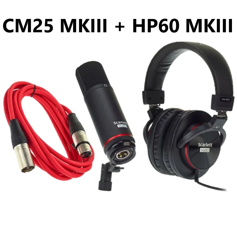 Focusrite Scarlett Studio Scarlett CM25 MkIII конденсаторный микрофон и HP60 MkIII закрытые наушники для компьютерной записи