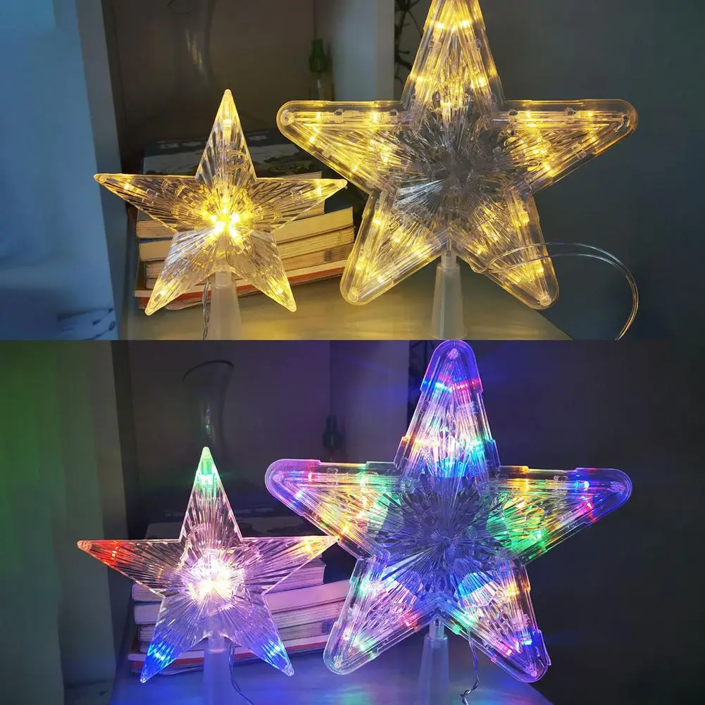 LED Christmas Tree Top Lights Replaceable Luminous Star Lights With Battery Box For Home Christmas Decoration Stars String Light