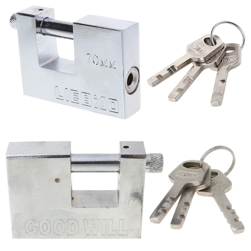 Steel Burglar Padlock Security Safety Lock Antique Horizontal Opening