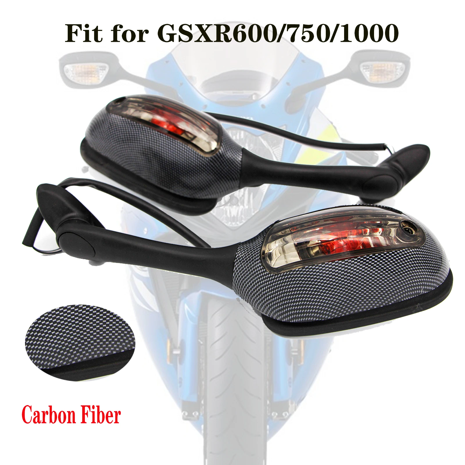 Carbon Fiber Rearview Mirrors Turn Signal Fit For Suzuki GSXR 1000 GSXR600 GSX-R 750 2006 - 2015  Side Mirror GSXR1000 2011 K6