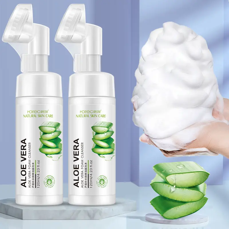 Aloe Vera Facial Cleanser Face Massage Cleaning Foam Cleansing Brush Moisturizing Acne Treatment Oil Control Blackhead Removal