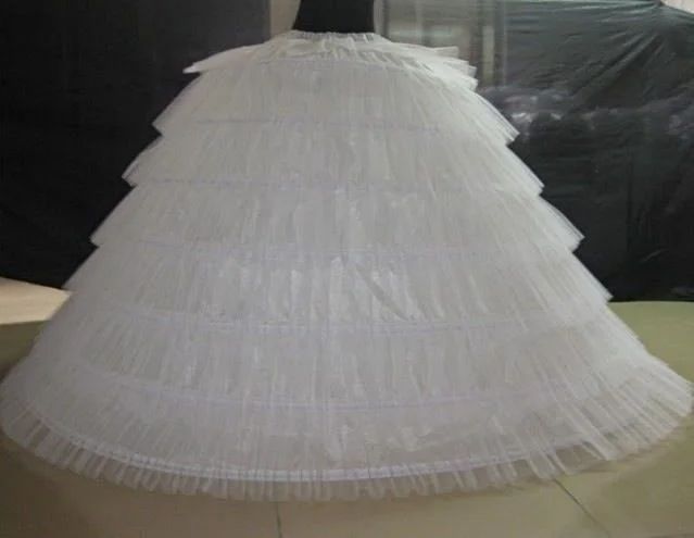 6 Hoops 6 Tulle Tulle Bianco Super Puffy Big Lungo Sottogonne Ball Gown Abiti Da Sposa Crinolina Donne di Età Petticoat 120cm