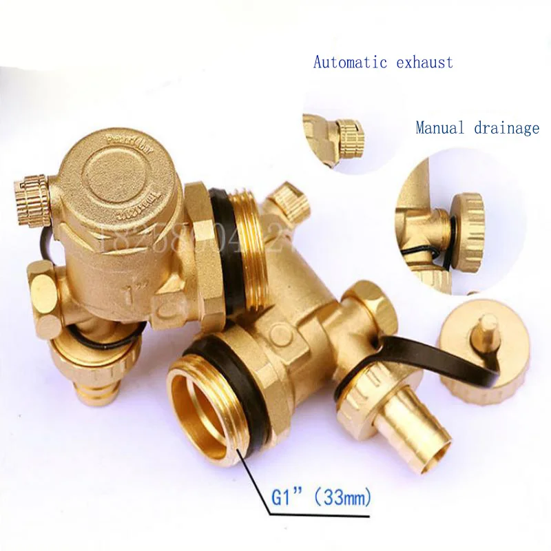 Accesorios separadores de agua para calefacción de suelo, conjunto de válvula de escape automática, drenaje manual de escape automático de tres vías