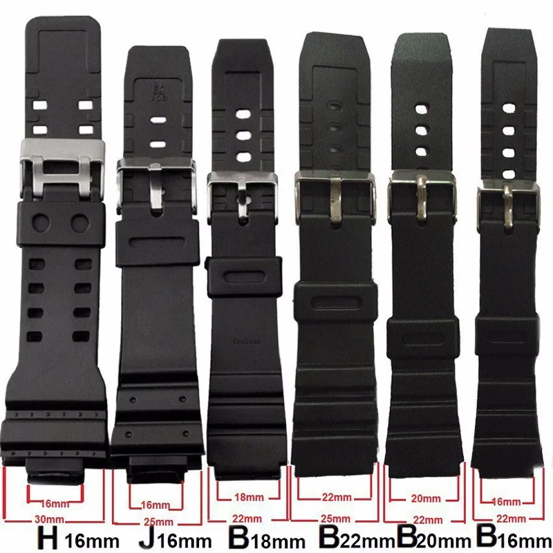 Rubber Watchband16mm/18mm/20mm/22mm  Watches Replace Electronic Wristwatch Band Sports Watch Straps Outils For Man Watch Strap