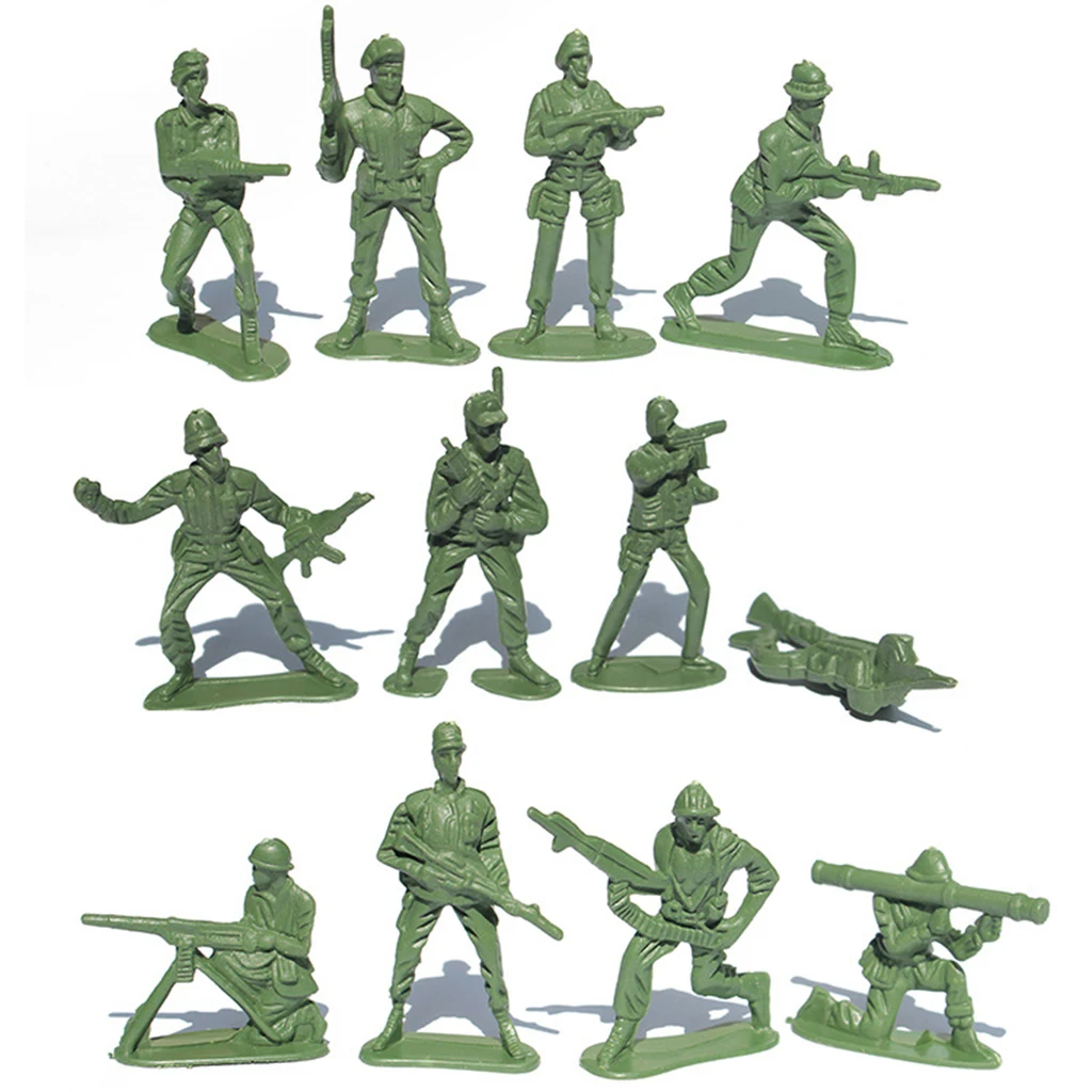 Figuras de acción de soldados de la Segunda Guerra Mundial, 100 Uds., 5cm, juego de hombres del ejército, verde militar