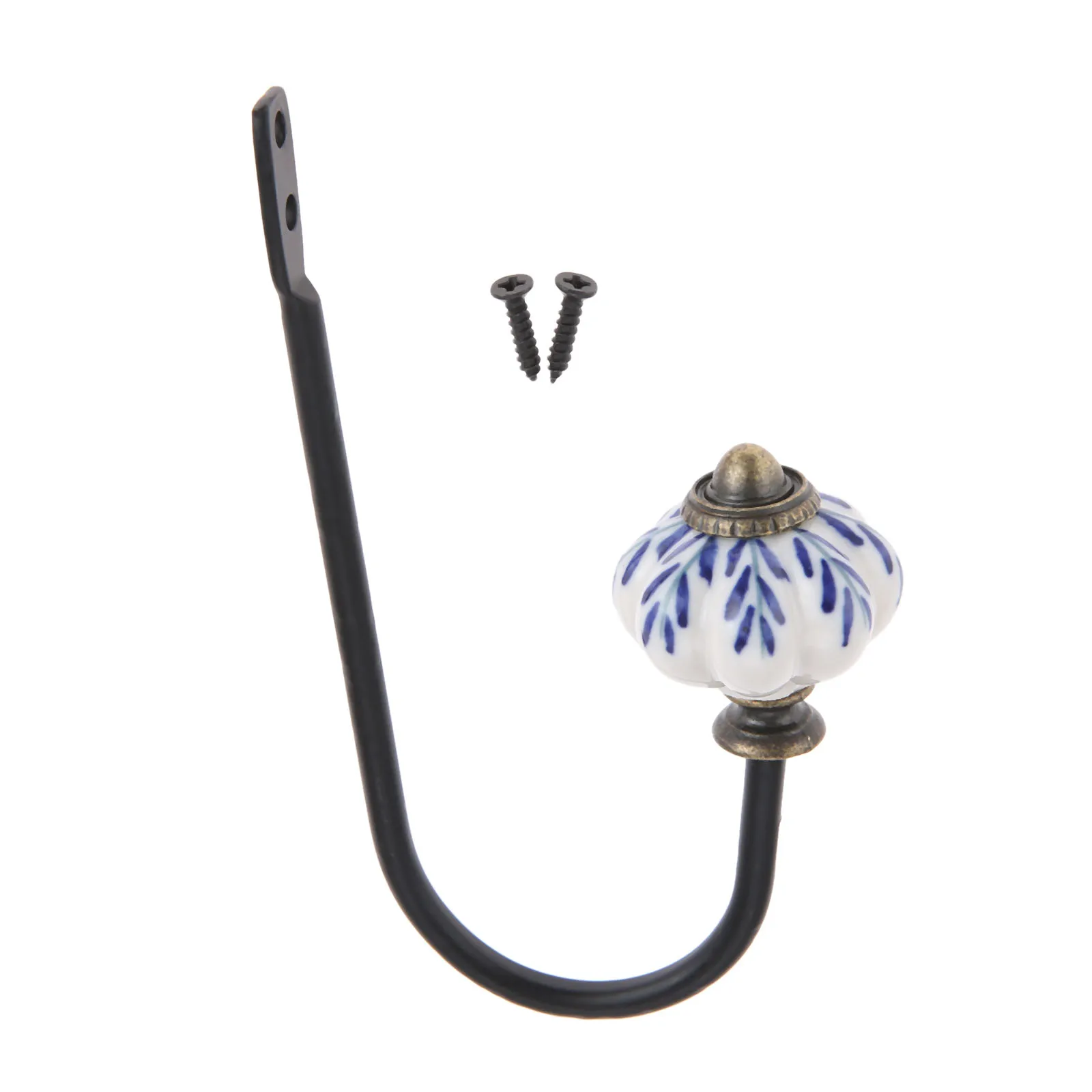 Porcelain Hook Wall/Door Mounted Hanger w/screw White&Blue Ceramics Decor Coat/Key/Bag/Towel/Hat Holder Bathroom Kitchen 122mm