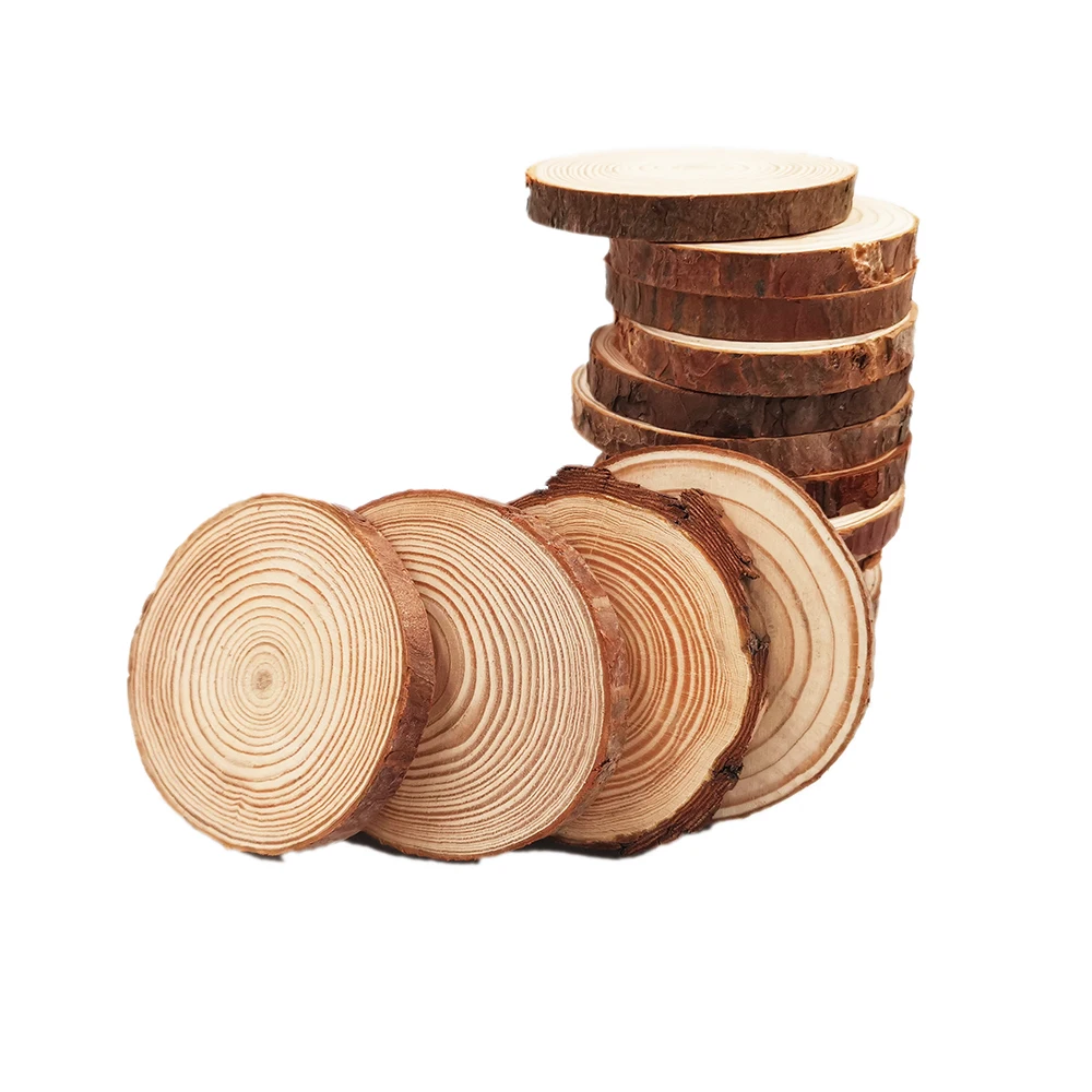 100pcs 5-6cm Natural Wood Slices Round Rustic Slabs for Wedding Centerpiece Table Birthday Party Baby Shower Decoration Craft