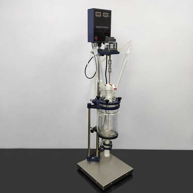 Hot Sale 1L 3L  Jacketed Glass Reactor with Best Price Double Layer Glass Kettle Glasslined Vacuum Reactor Hemp Oil 220V