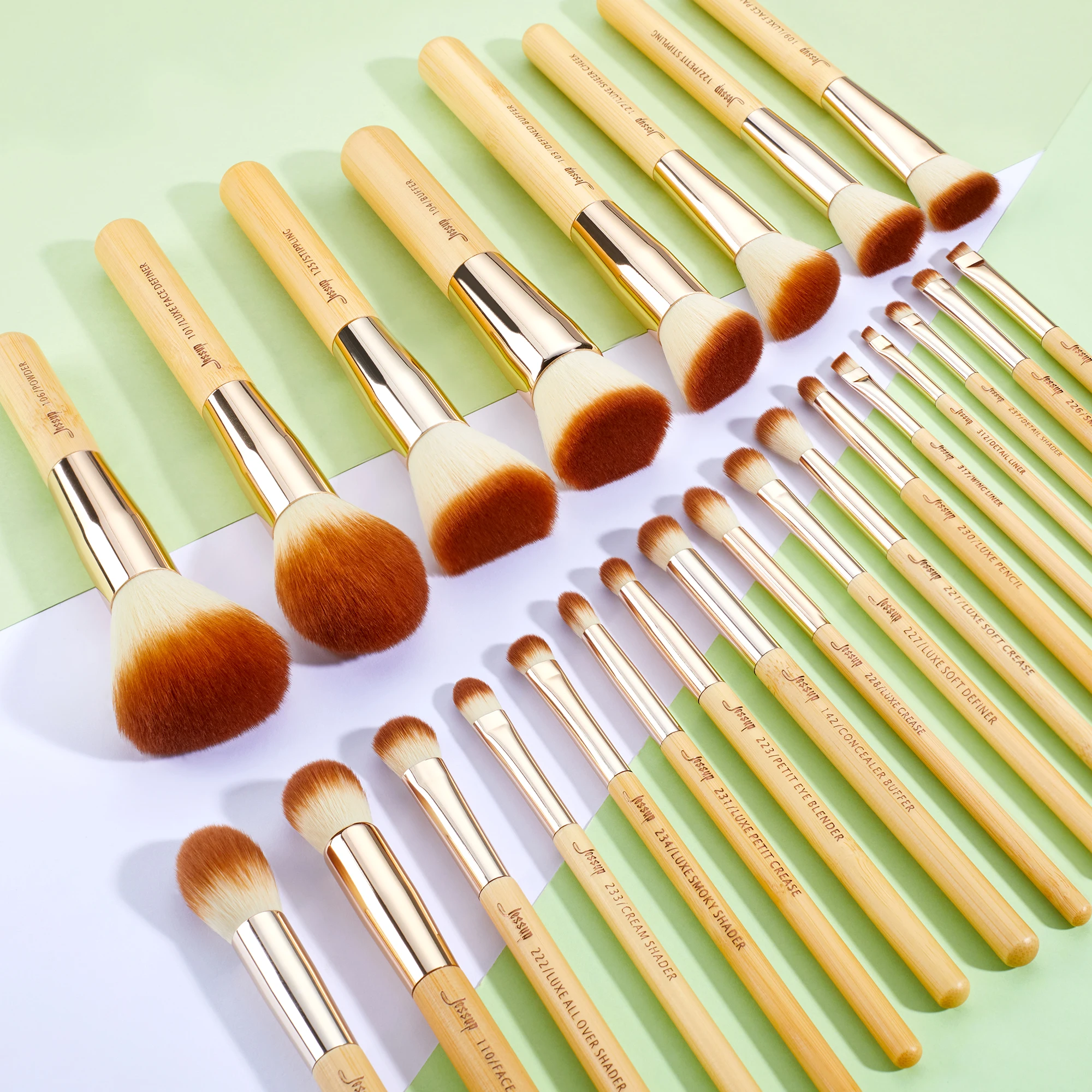 Jessup Professional Makeup Brushes Set Foundation Powder Eyeshadow Liner Blending Brush Make Up Tools Kit Bamboo Synthetic Hair