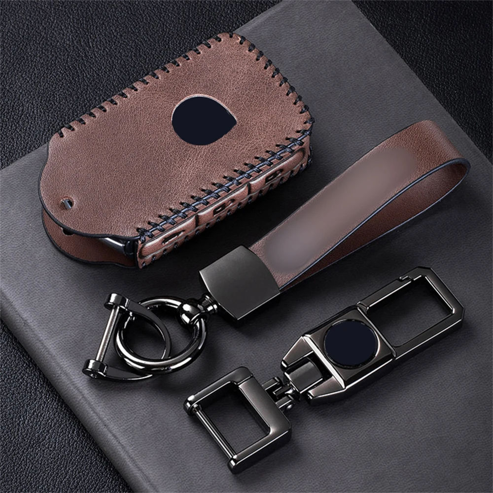 

Top Layer Leather Car Remote Key Case Cover For Volvo XC40 XC60 S90 XC90 V90 2017 2018 T5 T6 2015 2016 T8 Keychain Car Styling