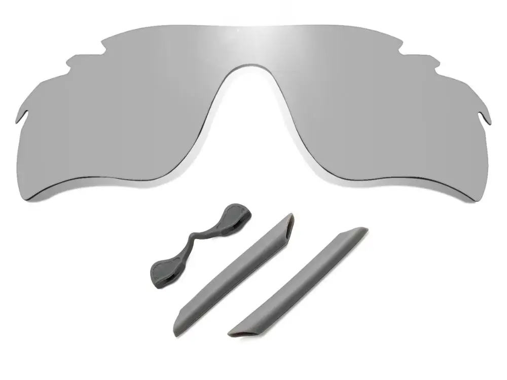 

Glintbay 100% Precise-Fit Silver Replacement Lenses and Grey Rubber kit for Oakley RadarLock Path Vented Sunglasses