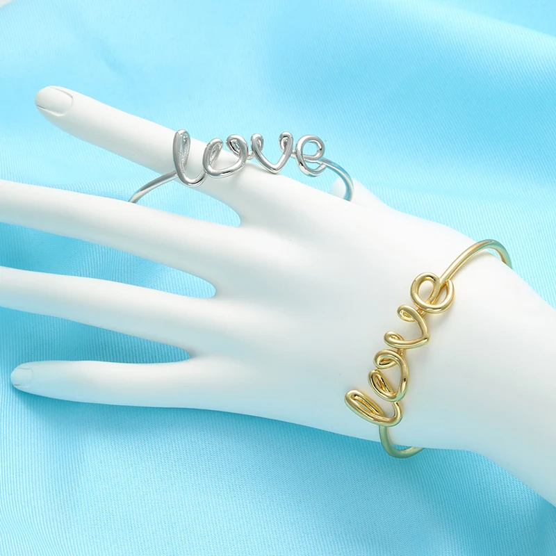 ZHUKOU TOi et MOi women opening Bracelet gold color fashion French declaration Couples Bangle Jewelry Wholesale VL107