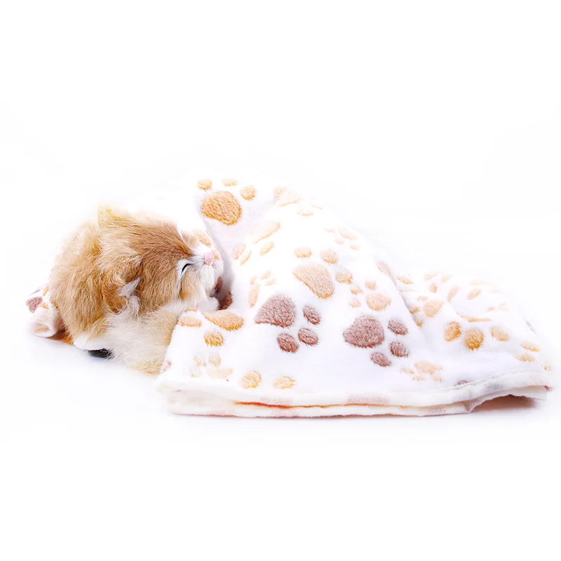 Cute Pet Sleep Warm Blanket Paw Print towl Dog Cat Puppy Fleece Soft Dog Blanket for Pet Dog Cat Hamster Hedgehog Pig