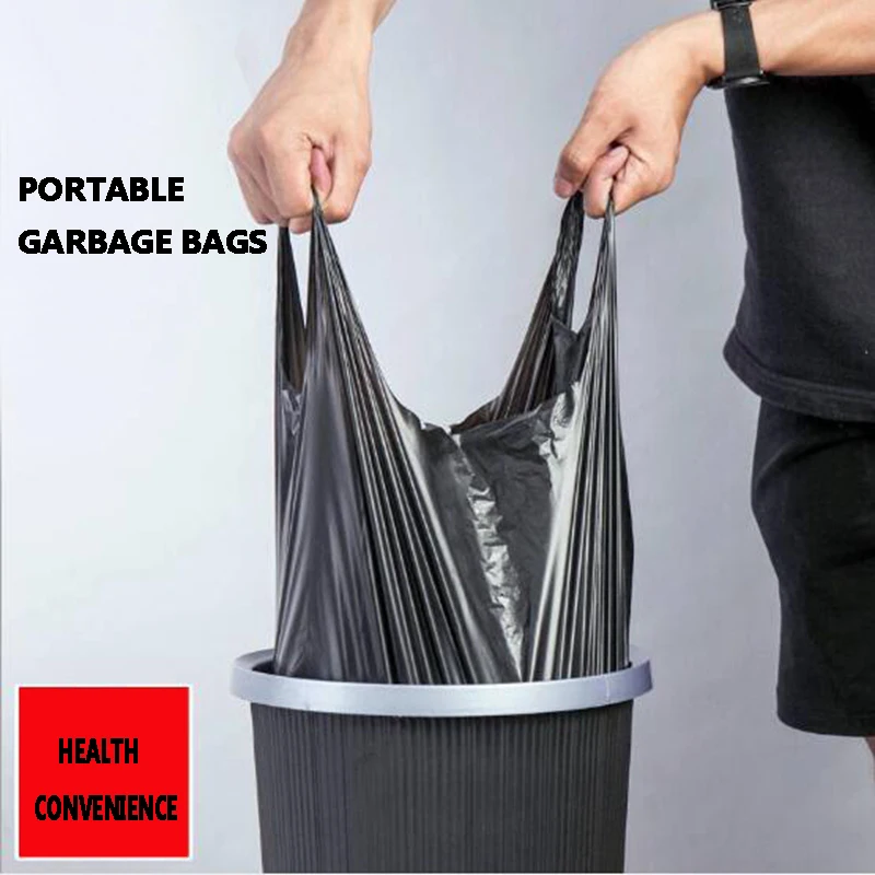 Portable black thickened large 50 garbage bags wholesale small color household hotel vest type plastic classification