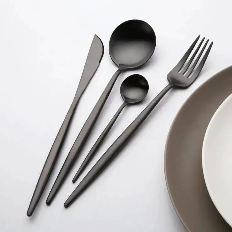 Black Tableware Silverware Cutlery Set 304 Stainless Steel Luxury Flatware Home Fork Spoon Knife Kitchen Dinner Set Drop Ship