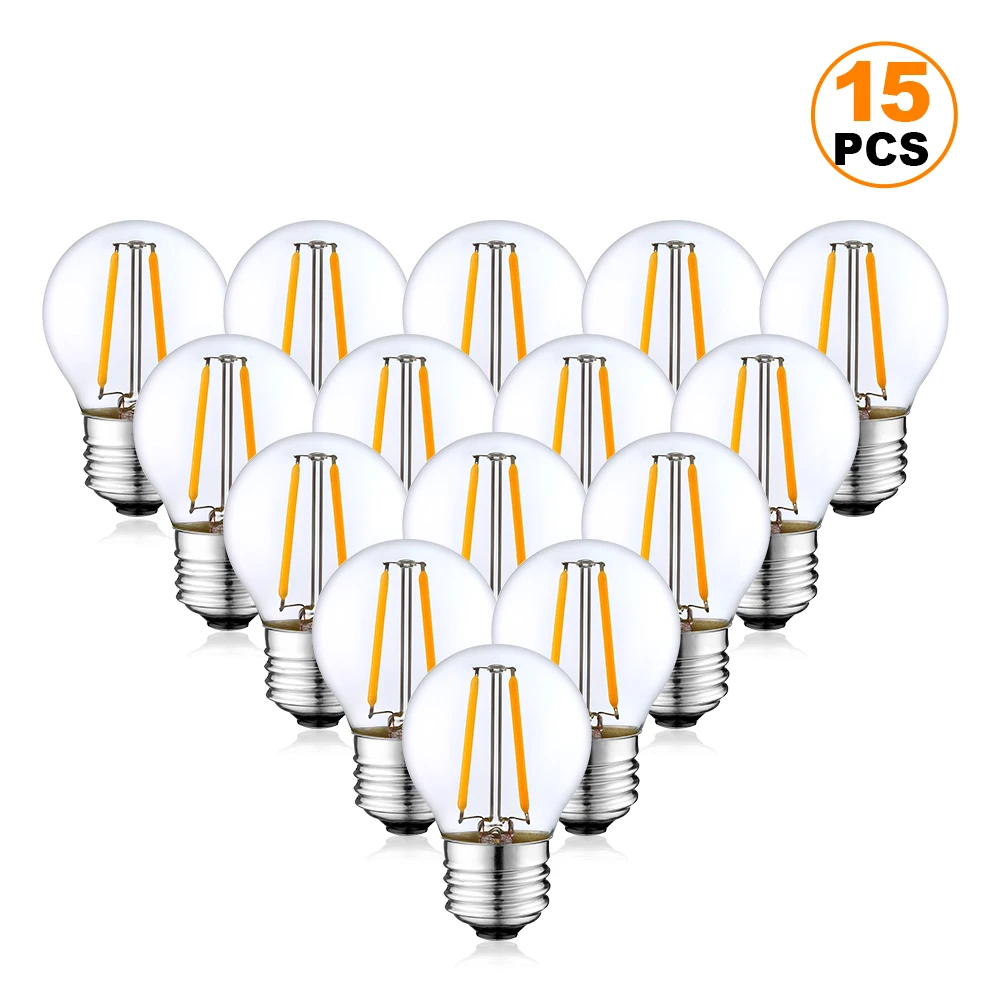 E27 LED Globe Light Bulb G45 2W Warm Cold White Clear Glass Edison Led Filament Bulb for String Light Garden Decoration Lighting