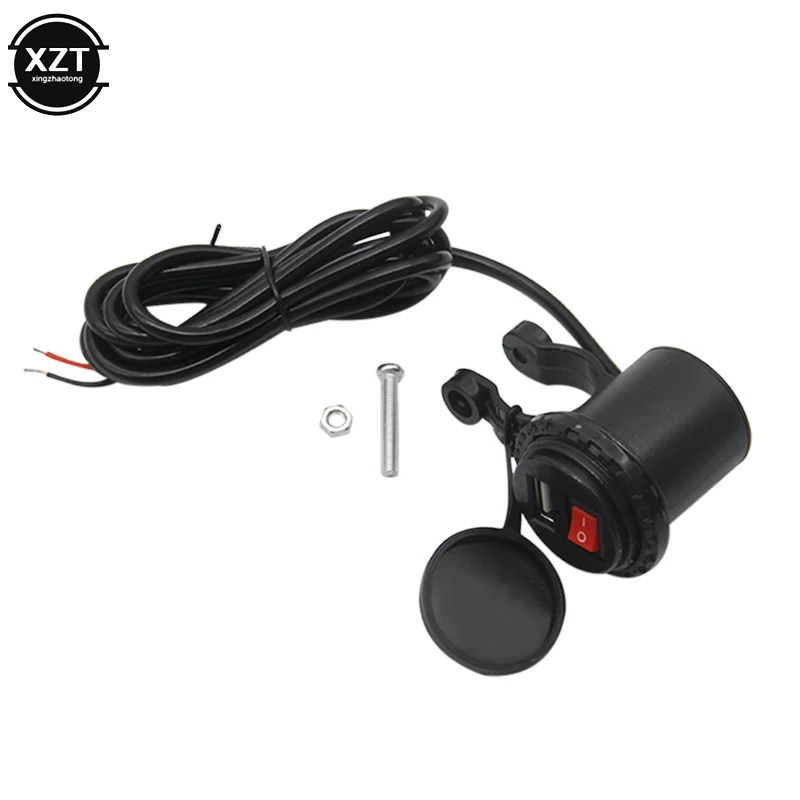 12V/24V USB Motorcycle Waterproof Switch Motorcycle Socket Motorbike Phone Charger Cigarette Lighter Adapter