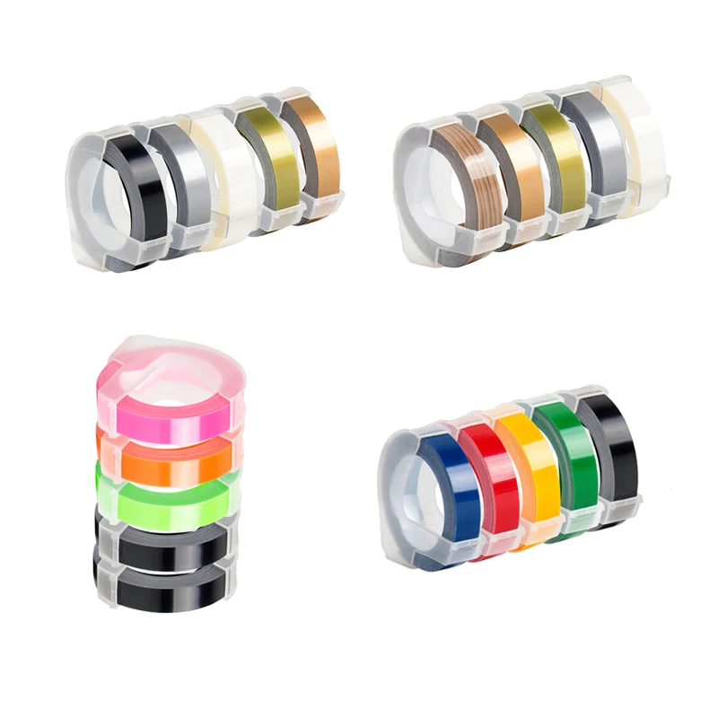 5 Rolls 3D 12mm Label Compatible Embossed Label Tape For MOTEX 5500B CIDY1540B Manual Printer